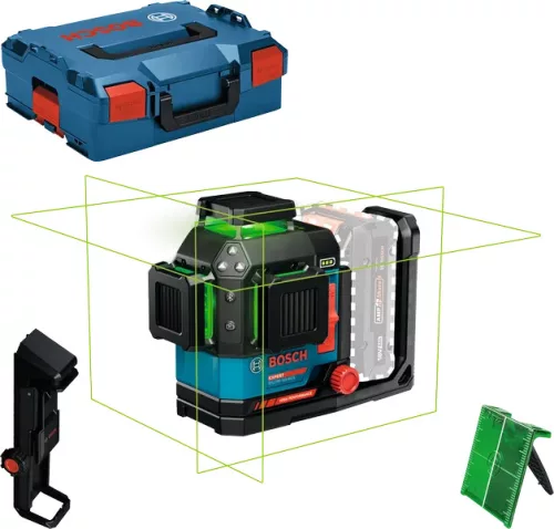 Bosch Expert EXLL18V-120-33CG+DK20+Lboxx+TP sík lézer (akku és töltő nélkül) L-Boxx-ban