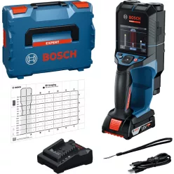   Bosch Expert D-tect18V-200-17C+18V+ChgrEU+Lboxx+Poster sík lézer (18 V Li-ion, töltővel) L-Boxx-ban