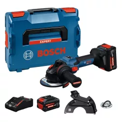   Bosch Expert EXWS18V-15S akkus sarokcsiszoló 125mm (2xEXBA18V-80 akkuval,  EXAL18V-160 töltővel) L-Boxx-ban