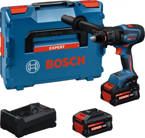 Bosch Expert EXSR18V-150 akkus fúró-csavarozó (EXBA 2x8,0 Ah akkuval, GAL 12V/18V-80 töltővel) L-Boxx-ban