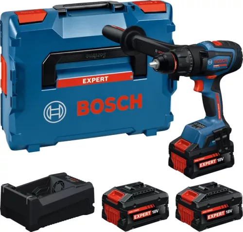 Bosch Expert EXSB18V-150 akkus ütvefúró-csavarozó (EXBA 2x8,0 Ah akkuval, EXBA 1x5,5 Ah akkuval, GAL 12V/18V-80 töltővel) L-Boxx-ban