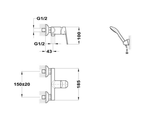 Mofém Zenit Zuhany Csaptelep zuhanyszett nélkül (153-1951-00)