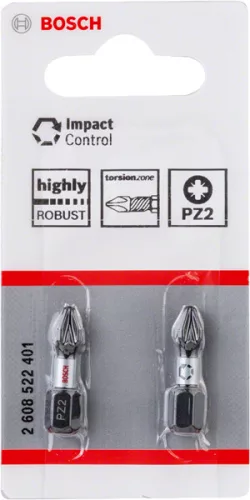 Bosch PRO Pozidriv ütvecsavarozó fej, PZ2, 25 mm, 2 db