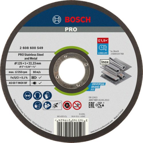 Bosch PRO Stainless Steel and Metal vágótárcsa AS 60 T INOX BF egyenes