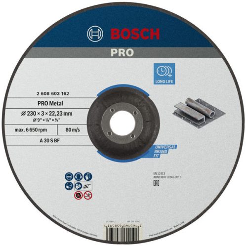Bosch PRO Metal vágótárcsa, A 30 S BF hajlított 230*3*22,23 mm