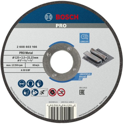 Bosch PRO Metal vágótárcsa, A 30 S BF egyenes 125x2,5x22,23 mm