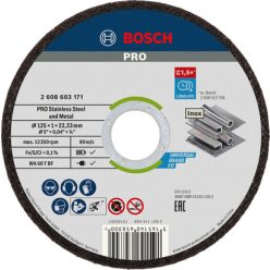   Bosch PRO Stainless Steel and Metal vágótárcsa WA 60 T BF125x1x22,23mm