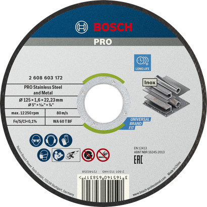 Bosch PRO Stainless Steel and Metal vágótárcsa WA 60 T BF 125x1,6x22,23 mm