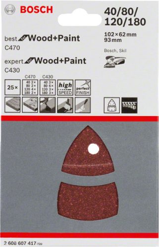 Bosch C470 és C430 csiszolópapír multicsiszolókhoz, Wood and Paint, vegyes készlet
