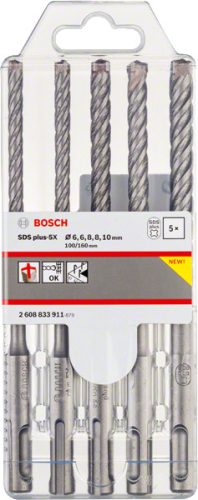 Bosch PRO SDS plus-5X kalapácsfúrószár-készlet, 6 / 6 / 8 / 8 / 10 mm, 5 részes
