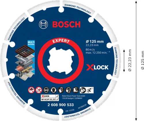 Bosch EXPERT X-LOCK fémvágó gyémánt vágótárcsa 125 mm