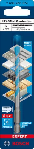 Bosch EXPERT HEX-9 Multi Construction többcélú fúró o 6,0 mm, 1/4"