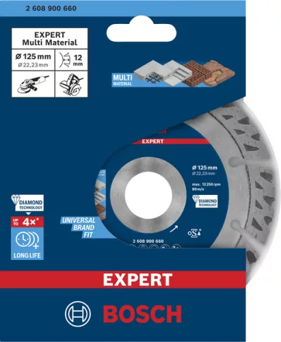 Bosch EXPERT MultiMaterial gyémánt vágótárcsa, 125x22,23x2,2x12mm