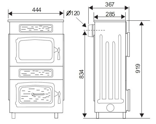 Wamsler Kamino OF 804 Nosztalgia 8 KW, hátsó füstcső kivezetésű