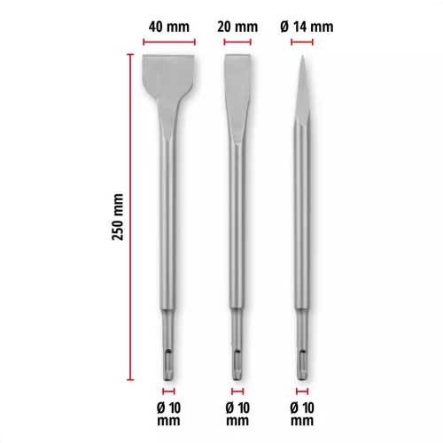 Einhell 3 részes SDS Plus vésőkészlet, 250 mm (49247200)