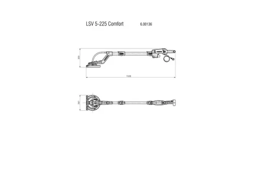 Metabo LSV 5-225 Comfort Hosszúnyakú csiszoló 500W 225 mm műanyag hordtáskában (600136000)