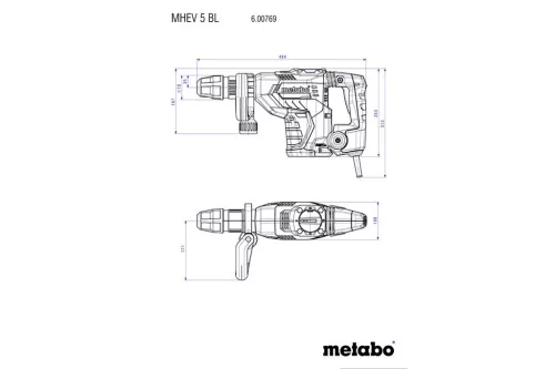 Metabo MHEV 5 BL Vésőkalapács SDS-max 1150W 8,7J műanyag hordtáskában (600769500)