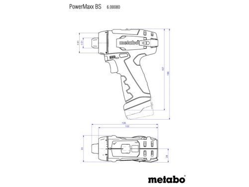 Metabo PowerMaxx BS Basic Set Akkus fúrócsavarozó 12V 1x2,0Ah Li-ion, LC 24 akkutöltő (600984900)