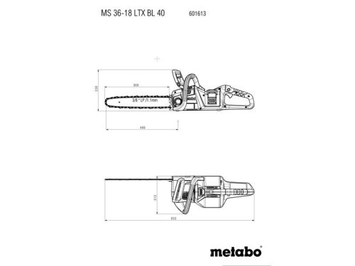 Metabo MS 36-18 LTX BL 40 Akkus Láncfűrész 18V 40cm (601613850) (Akku és töltő nélkül)