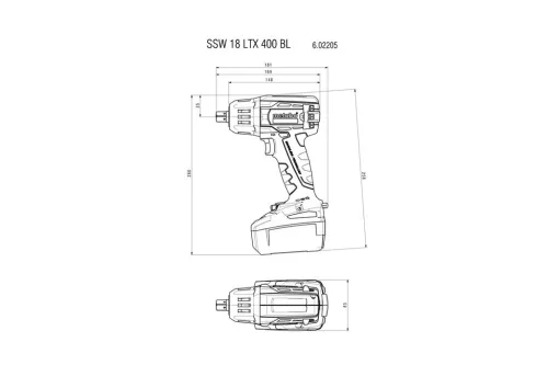 Metabo SSW 18 LTX 400 BL Akkus ütvecsavarozó 18V kofferben (602205840) (Akku és töltő nélkül)