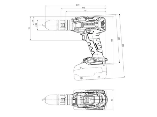 Metabo GB 18 LTX BL Q I Akkus Menetfúró 18V 2x2,5Ah 130Nm (602362660)