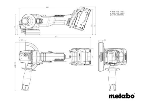 Metabo W 18 L BL 9-125 Akkus sarokcsiszoló (akku és töltő nélkül) (602374850)