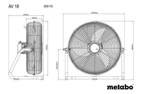 Metabo AV 18 Akkus ventilátor (606176850) (Akku és töltő nélkül)