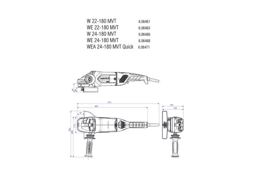Metabo WE 24-180 MVT Sarokcsiszoló 2400W 180mm karton dobozban (606468000)