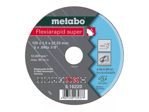 Metabo Flexiarapid Super vágótárcsa 125x1,0x22,23 mm, Inox (616220000)