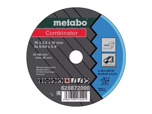 Metabo Combinator daraboló- és nagyolótárcsa 3db 76x2,0x10 mm Inox TF42 (626872000)