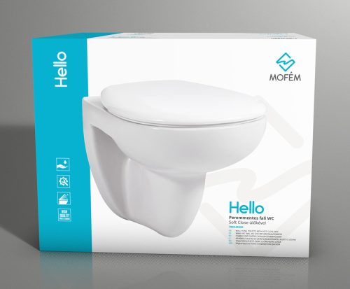 Hello Perem nélküli fali WC Soft Close ülőkével