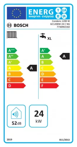 Bosch Condens 1200 W GC1200W 24 C 23 Fali kondenzációs kombi gázkazán (7736902182)