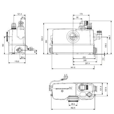   Grundfos Sololift2 WC-3 Kompakt szennyvízátemelő szivattyú (97775315)