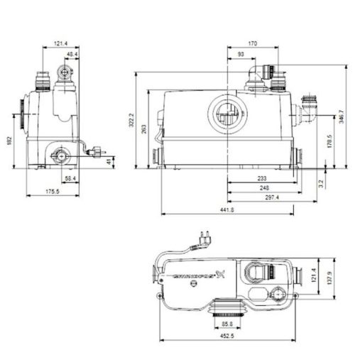 Grundfos Sololift2 WC-3 Kompakt szennyvízátemelő szivattyú (97775315)
