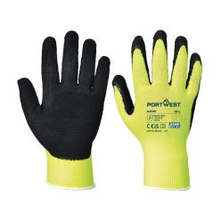   Portwest A340 Hi-Vis Grip mártott latex védőkesztyű sárga M