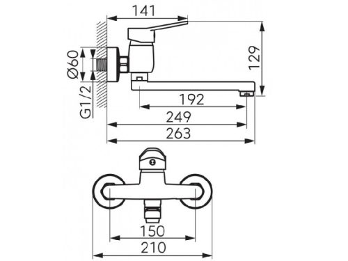 Ferro ISSO fali mosogató csaptelep BIS5