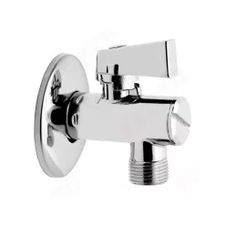  Ferro sarokszelep szűrővel, takarórozettával és fém kezelőkarral 1/2"x3/4"