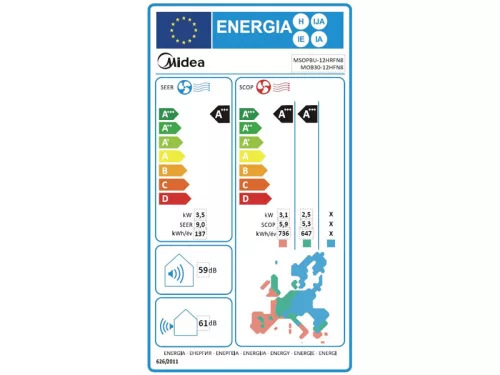Midea Oasis Plus+ oldalfali split klíma, R32, 3,5 kW (MSOPP-12HRFN8 + MOX330-12HFN8-OPP)