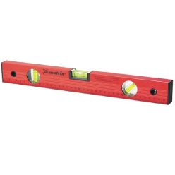   MTX Alumínium vízmérték, 3 libella, vonalzó, piros, 1500 mm