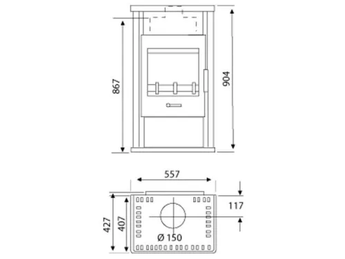 Wamsler Jupiter kandalló 6 kW, felső füstcső kivezetésű (TYP10863)