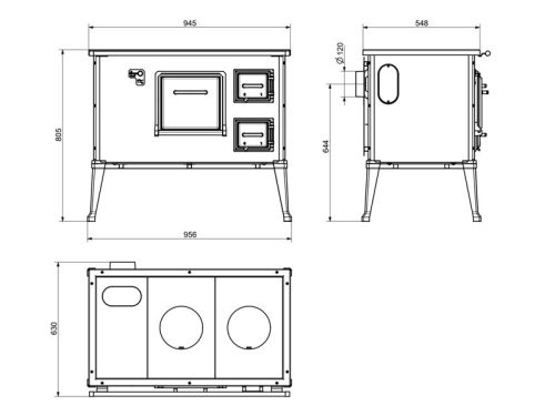 Wamsler Rustika salgó tűzhely 6 kW, fehér, BAL füstcső kivezetésű (TYP127)