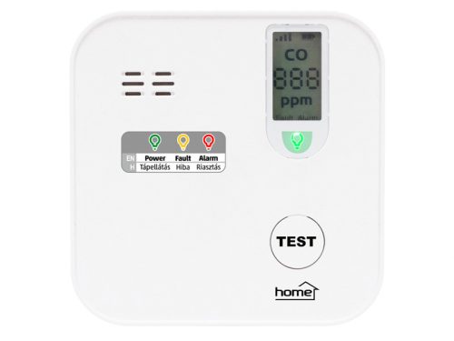 Home CO10SMART szén-monoxid vészjelző, Tuya kompatibilis, Wi-Fi kapcsolat , LCD kijelző, elemes